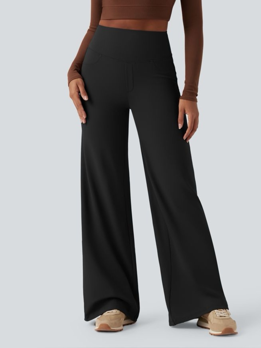 Halara DayStretch Tummy Control Wide Leg Yoga Pants Black Small